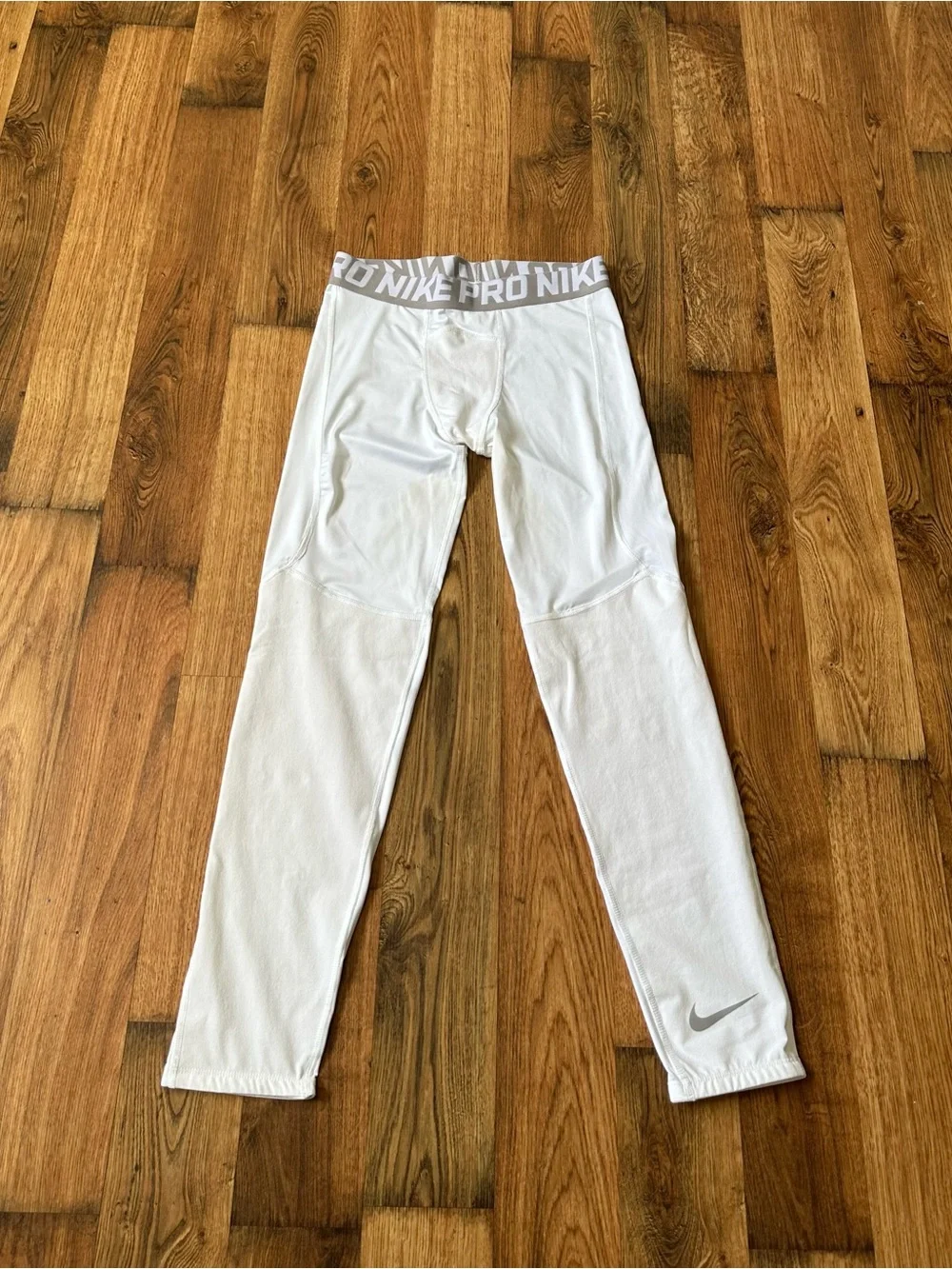 Nike Pro Compression Tights Mens Large White Dri Fit Athletic Training Pants